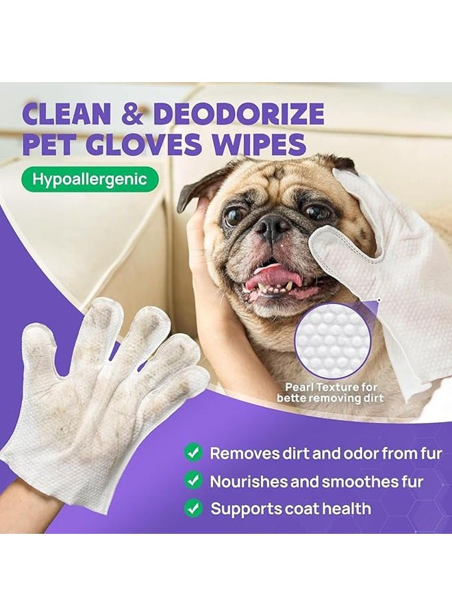 Pet Cleaning Gloves And Wipes, Cat And Dog Pet Wipes, Pet Grooming, Decontamination, Disinfection, Deodorizing Glove Wipes 1 pack (10 pieces) - Image 2