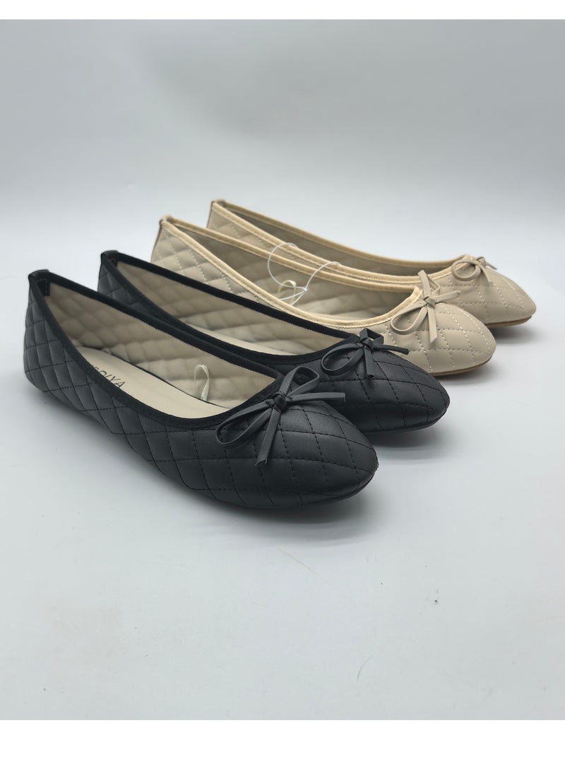 Women's Round Toe Ballet Flats Soft Faux Leather Bow Knot Casual Women's Slip  flat Shoes