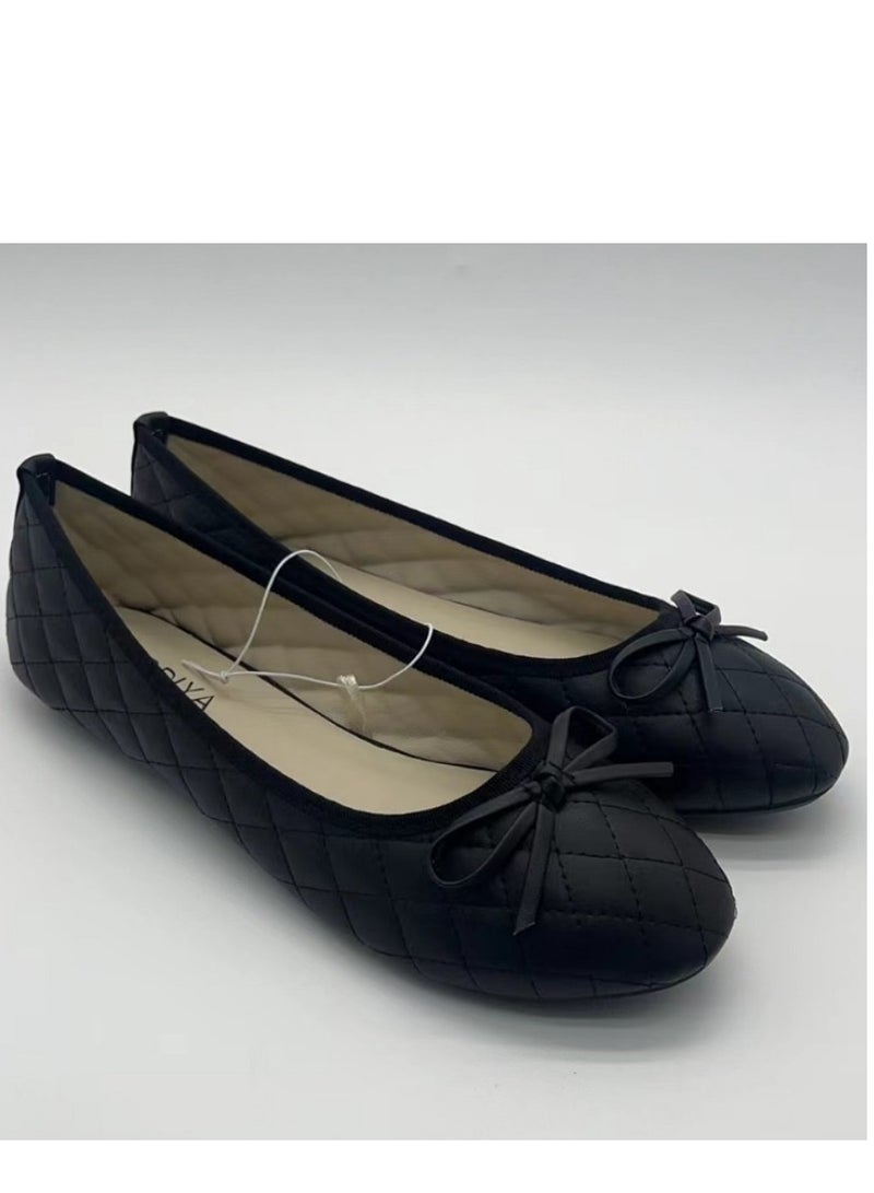 Women's Round Toe Ballet Flats Soft Faux Leather Bow Knot Casual Women's Slip  flat Shoes