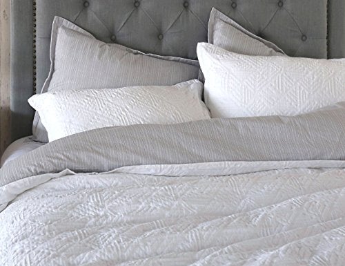 meadow park Matelasse Duvet Cover Set 100 Cotton PreWashed Soft  Cozy Woven Jacquard Textured Modern Geo Design Bedding Set King White