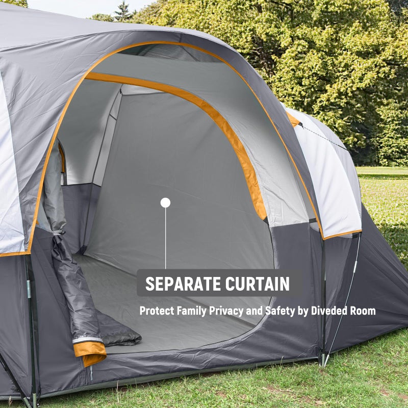 HG HIKERGARDEN 10 Person Camping Tent - Portable Large Family Tent for Camp, Windproof Fabric Dome Tent Outdoor for Hiking, Backpacking, Traveling - 14'x11'x74in(H) (Gray) - Image 2
