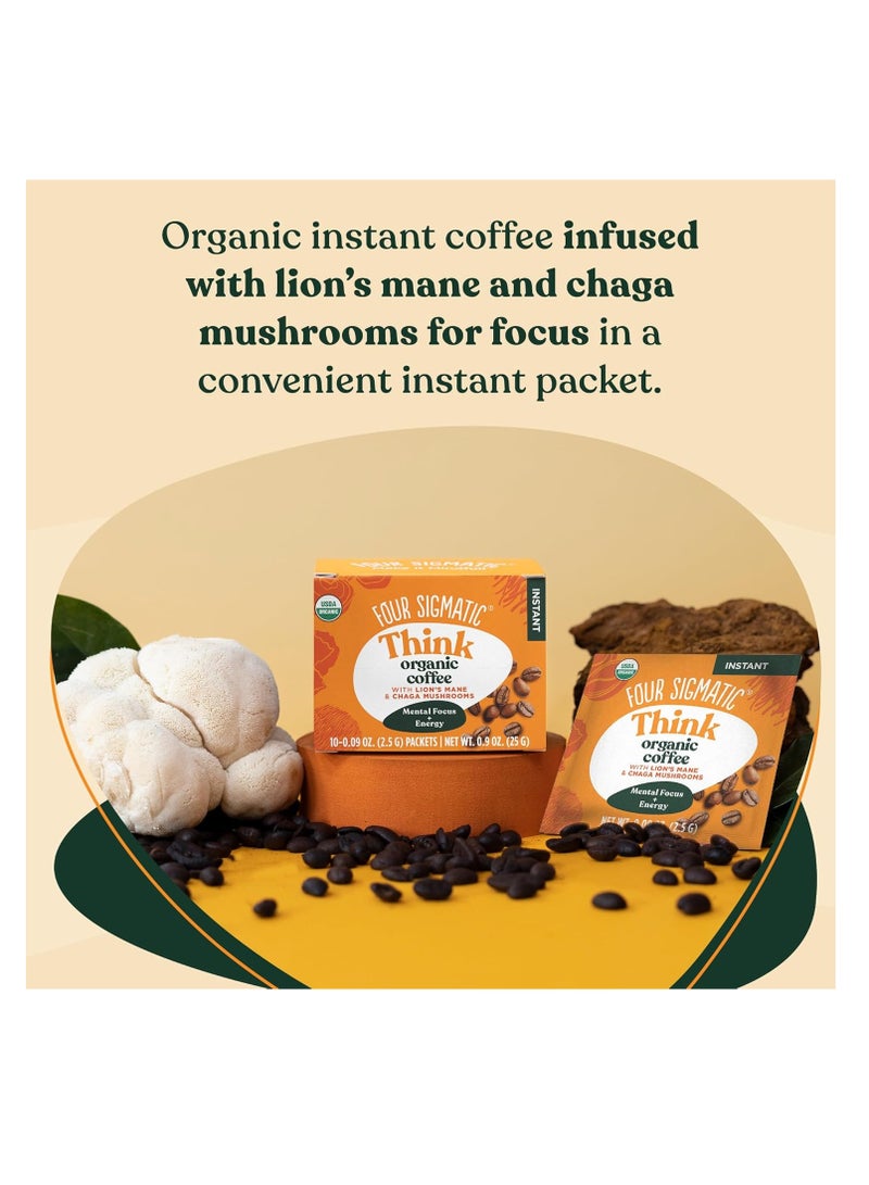 FOUR SIGMATIC medium roast Think Organic Coffee With Lion's Mane & Chaga Mushroom 25g 10 Packets - Image 4