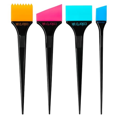 Colortrak Flexi Brush Set 4 Pack Tools for Precise Hair Coloring Root TouchUps Highlighting Blending and Dye Application Serrated Head Angled Head and Straight Brushes Included - Image 1