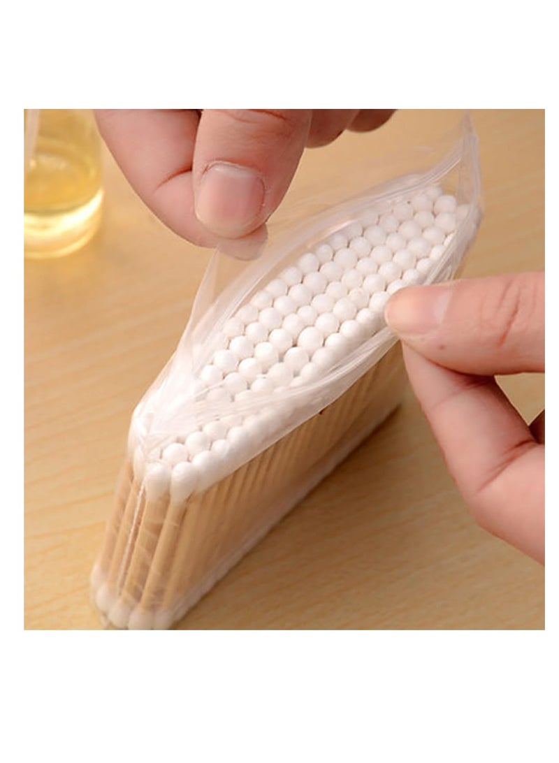 400 PCS Bamboo Cotton Buds, 100% Biodegradable Cotton Swab with Wooden Handles for Cleaning Ear, Makeup,Keyboard, Wound Etc - Image 2