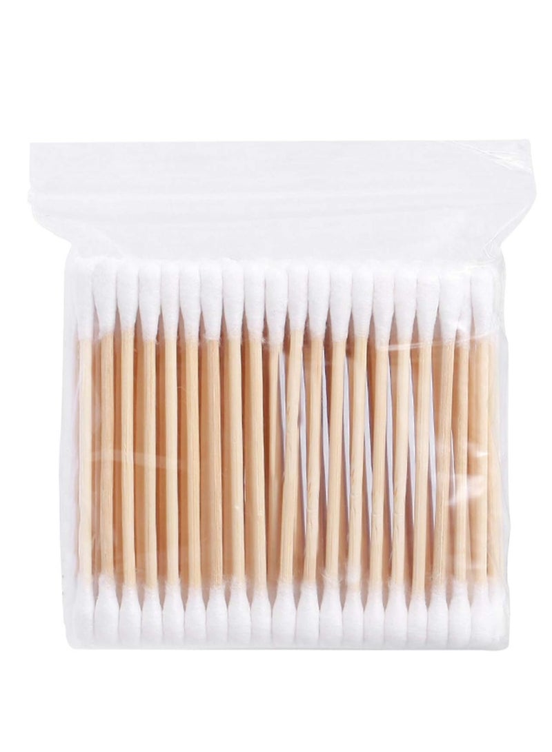 400 PCS Bamboo Cotton Buds, 100% Biodegradable Cotton Swab with Wooden Handles for Cleaning Ear, Makeup,Keyboard, Wound Etc - Image 1