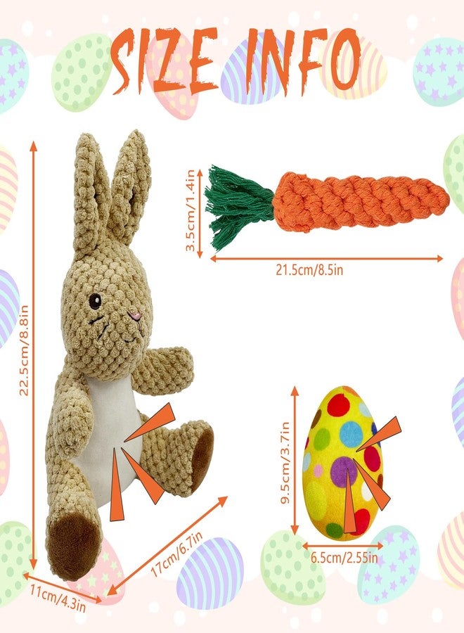 Hlimior 4 Pcs Easter Dog Squeaker Toys Set Plush Rabbit Eggs with Squeaker Rope Carrot Chew Toys for Small to Large Dogs Easter Dog Toy Kit for Playtime Teeth Cleaning and Anxiety Relief - Image 2