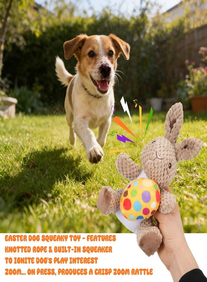 Hlimior 4 Pcs Easter Dog Squeaker Toys Set Plush Rabbit Eggs with Squeaker Rope Carrot Chew Toys for Small to Large Dogs Easter Dog Toy Kit for Playtime Teeth Cleaning and Anxiety Relief - Image 5