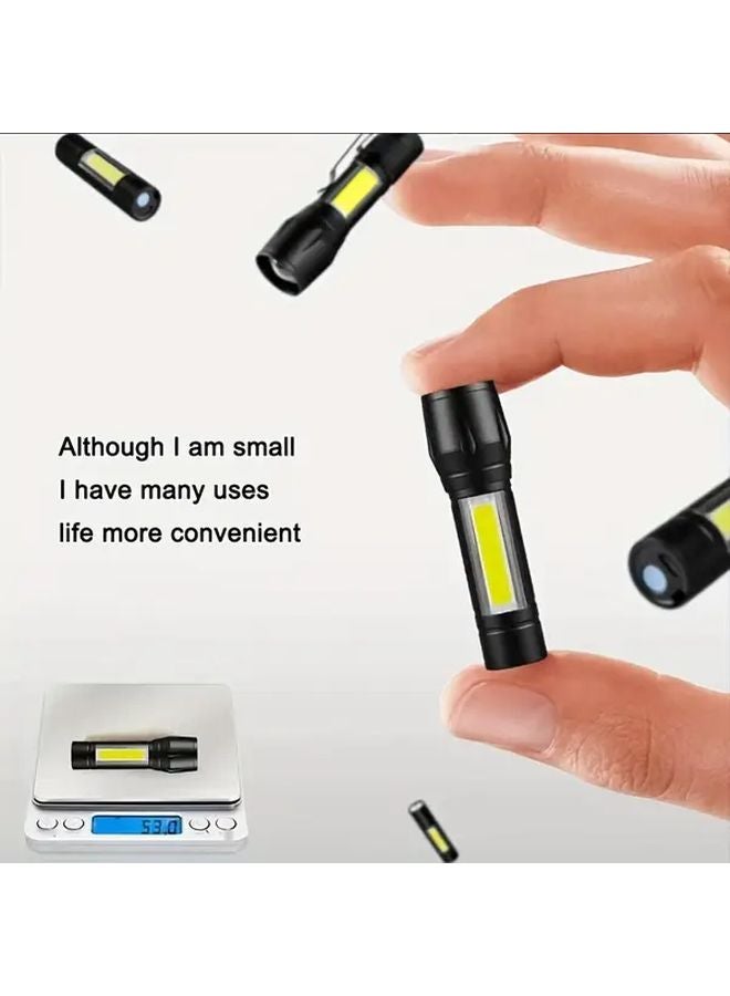 2pcs High Brightness Mini COB Flashlight Portable Rechargeable For Camping Cycling - Image 3