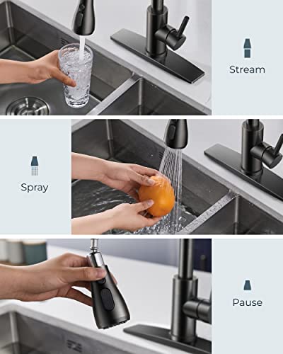 FORIOUS Kitchen Faucets with Pull Down Sprayer, Oil Rubber Brown, High Arc Single Handle Classic Stainless Steel Sink Faucet 1 or 3 Hole, Suitable for Farmhouse Camper Laundry Rv Bar - Image 3