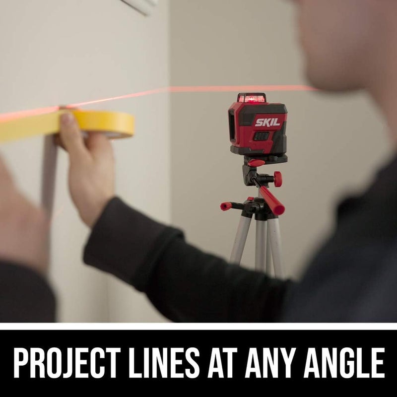 SKIL 65ft. 360° Red Self-Leveling Cross Line Laser Level with Horizontal and Vertical Lines Rechargeable Lithium Battery USB Charging Port, Compact Tripod & Carry Bag Included - LL932201 - Image 5