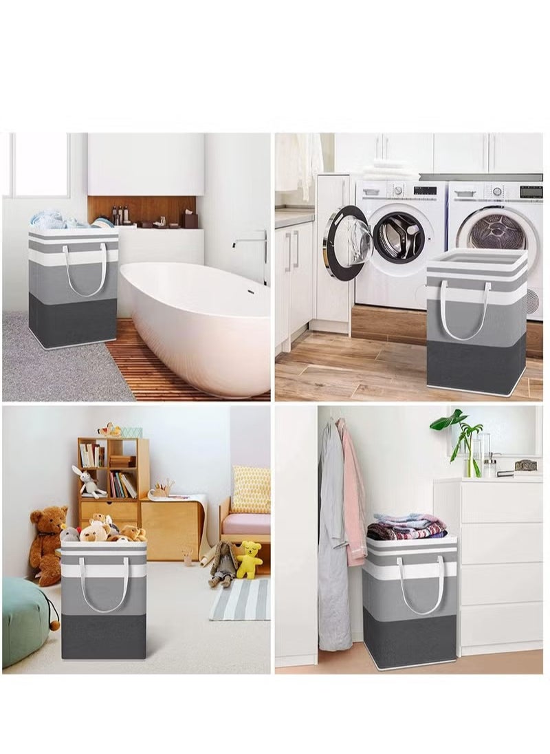 2 Pack Laundry Basket, Collapsible Laundry Bag with Easy Carry Handles, Freestanding Laundry Hamper for Clothes, Blankets, Cushions