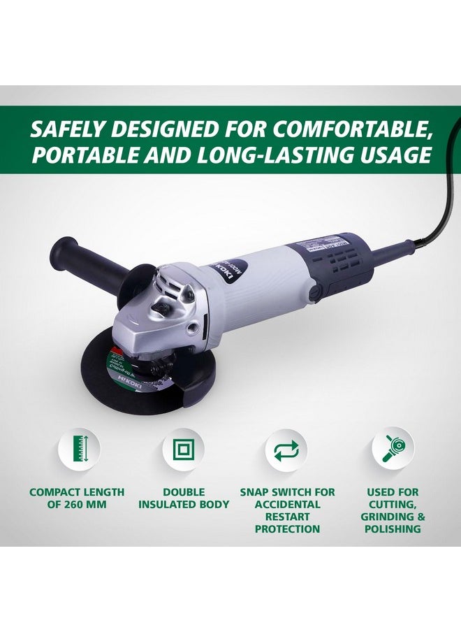 Hikoki - HIKOKI Heavy Duty Corded Angle Grinder | 715W | 12000 RPM | 100mm Disc Dia | 16mm Whole Dia | 1.5 KG | Horsepower 1000W | Double Insulated Body | Depressed Center Wheel | Wrench Included | PDA100M - Image 1