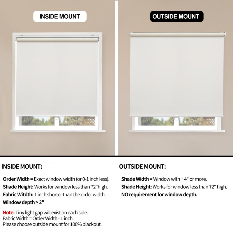Sunoff Blackout Roller Shades Blinds Cordless for Windows Pull Down Room Darkening Door Blinds with Thermal Insulated Easy to Install for Living Room,Bedroom,Home,Office Bathroom Beige 23" W x 72" H - Image 3