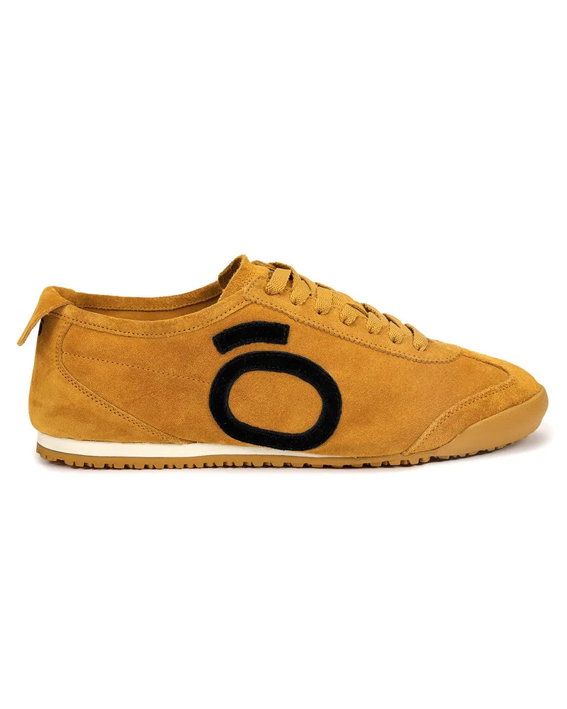 بيواكوف Men's Yellow Kill Bill Color Block Suede Leather Low-Top Sneakers