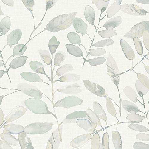 InHome NHS3764 Fable Leaf Peel Stick Wallpaper, White & Off-White - Image 1