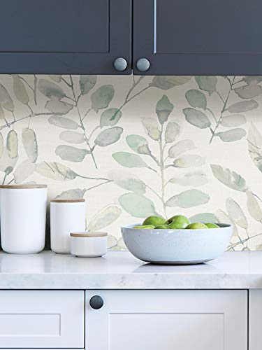 InHome NHS3764 Fable Leaf Peel Stick Wallpaper, White & Off-White - Image 3