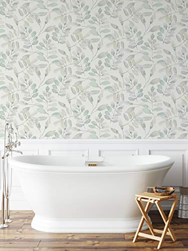 InHome NHS3764 Fable Leaf Peel Stick Wallpaper, White & Off-White - Image 2