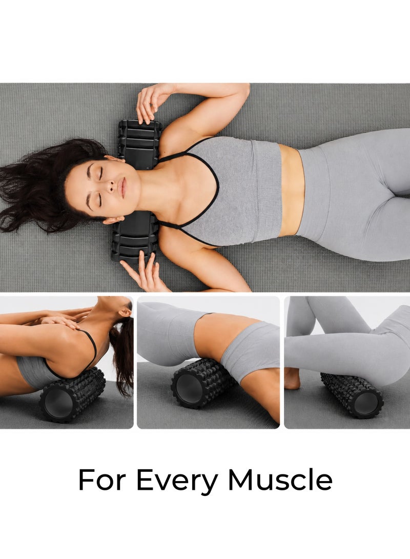 Sortify EVA Foam Roller for Exercise – Deep Tissue Massage Roll & Back Roller for Gym or Home, Medium Density Body Roller for Trigger Point Therapy, Yoga, Pilates & Sports Recovery, 33x14 cm, Black - Image 5