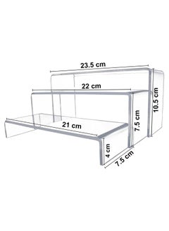 Acrylic Display Riser 3 units (21,22,23.5 cm) 4mm Thickness, Lightweight & Transparent , polished edges ,in Different Sizes- Ideal for Trophies, Showpieces, Cupcake Holder & Candy Bar