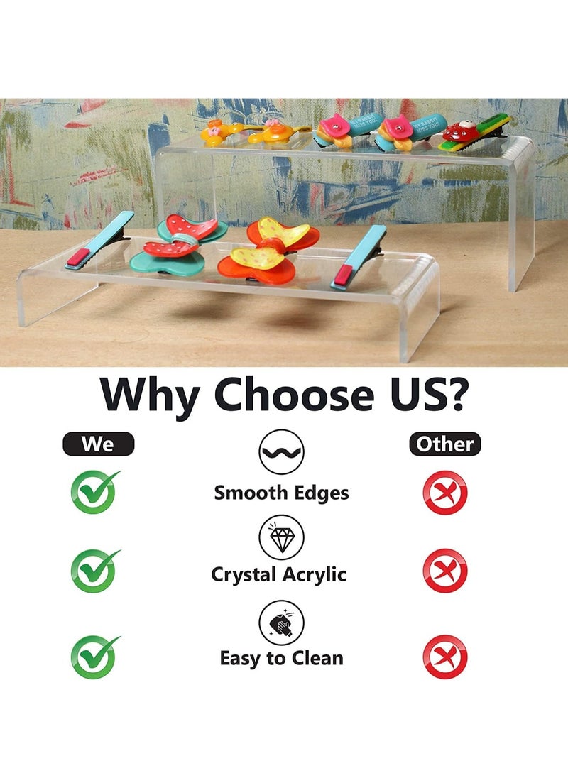 Generic - Acrylic Display Riser 3 units (21,22,23.5 cm) 4mm Thickness, Lightweight & Transparent , polished edges ,in Different Sizes- Ideal for Trophies, Showpieces, Cupcake Holder & Candy Bar - Image 1