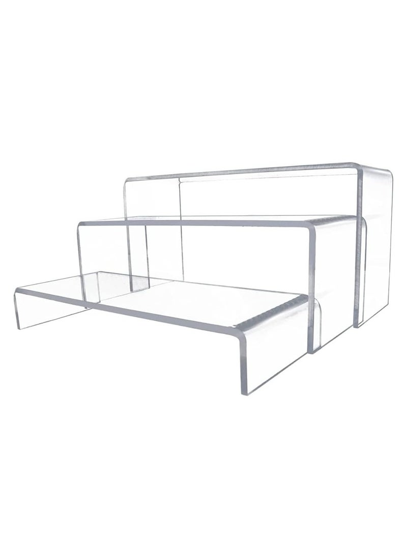 Generic - Acrylic Display Riser 3 units (21,22,23.5 cm) 4mm Thickness, Lightweight & Transparent , polished edges ,in Different Sizes- Ideal for Trophies, Showpieces, Cupcake Holder & Candy Bar - Image 1