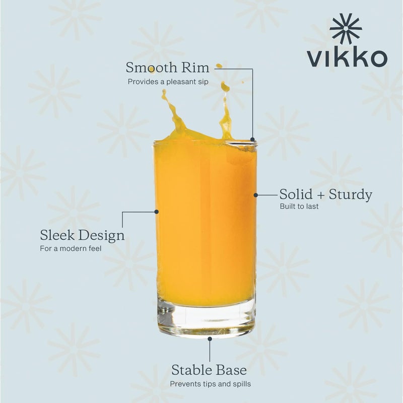 Vikko Mini Juice Glasses, 4.75 Ounce SMALL Glass Cups, Set of 6 Thick and Durable Juice Glass, 2.1 Inch x 3.9 Inch Heavy Base Juice Cups, Kids Drinking Glasses for Milk, Small Drinking Glasses - Image 2