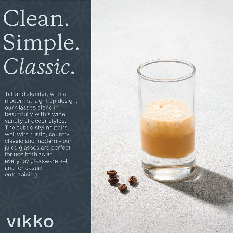 Vikko Mini Juice Glasses, 4.75 Ounce SMALL Glass Cups, Set of 6 Thick and Durable Juice Glass, 2.1 Inch x 3.9 Inch Heavy Base Juice Cups, Kids Drinking Glasses for Milk, Small Drinking Glasses - Image 4