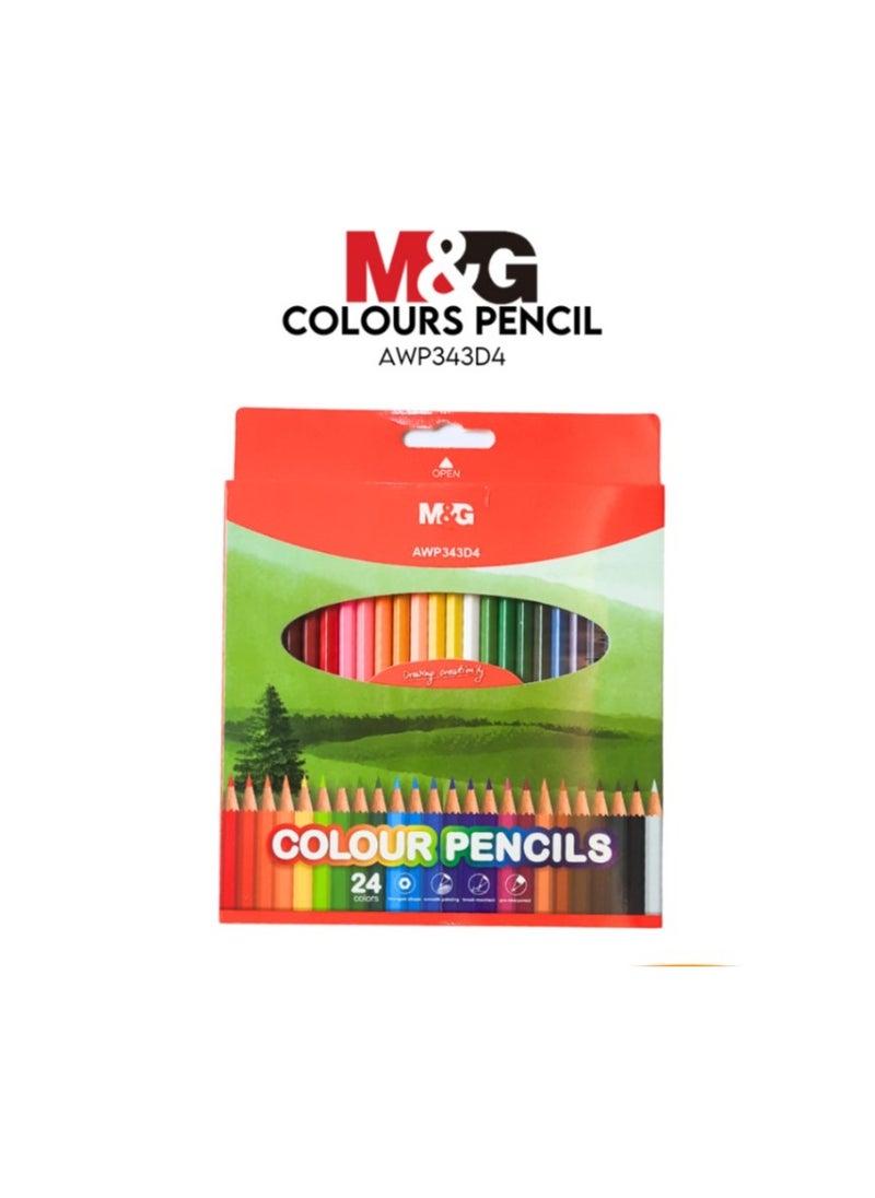M&G - M&G Chenguang Wooden Drawing Pencil, Hexagonal Grip 24 Colors - No:AWP343D4 - Image 1