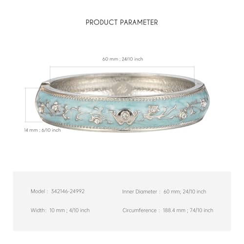 wynameleri Enamel Bangle Bracelet Blue Floral Design Fashion Accessories for Women in Gift Box - Image 2