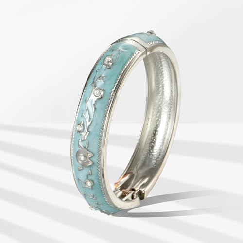 wynameleri Enamel Bangle Bracelet Blue Floral Design Fashion Accessories for Women in Gift Box - Image 3