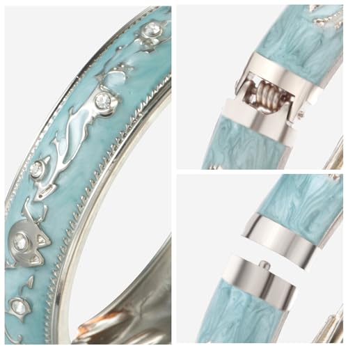 wynameleri Enamel Bangle Bracelet Blue Floral Design Fashion Accessories for Women in Gift Box - Image 5