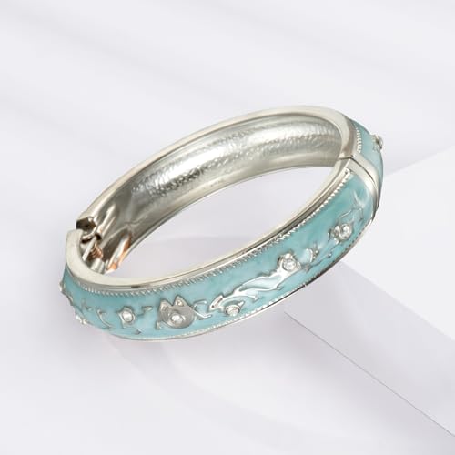 wynameleri Enamel Bangle Bracelet Blue Floral Design Fashion Accessories for Women in Gift Box - Image 4