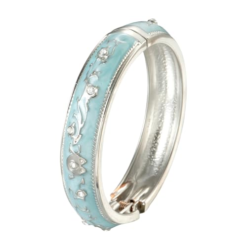 wynameleri Enamel Bangle Bracelet Blue Floral Design Fashion Accessories for Women in Gift Box - Image 1