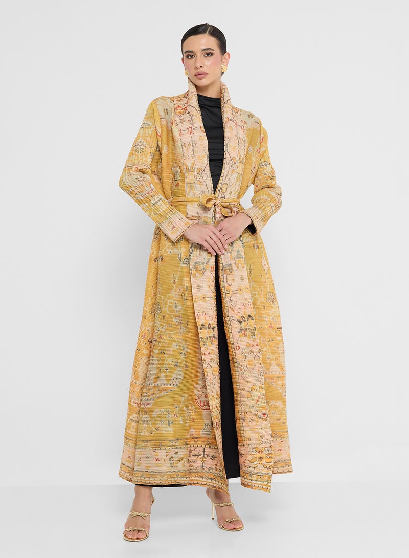 Khizana Textured Abaya With Print - Image 1