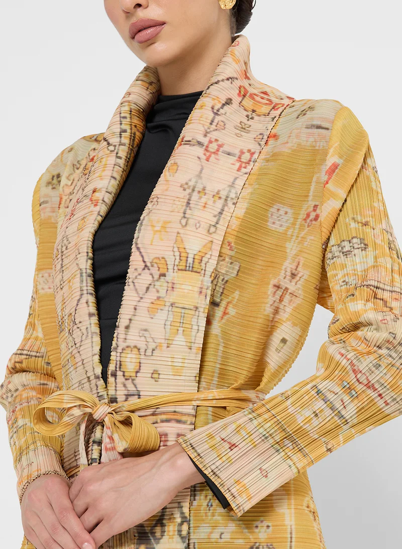Khizana Textured Abaya With Print