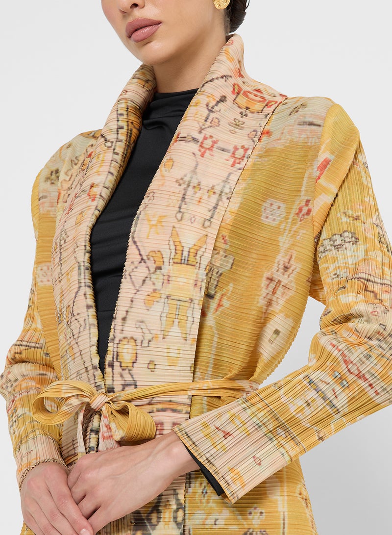 Khizana Textured Abaya With Print - Image 3