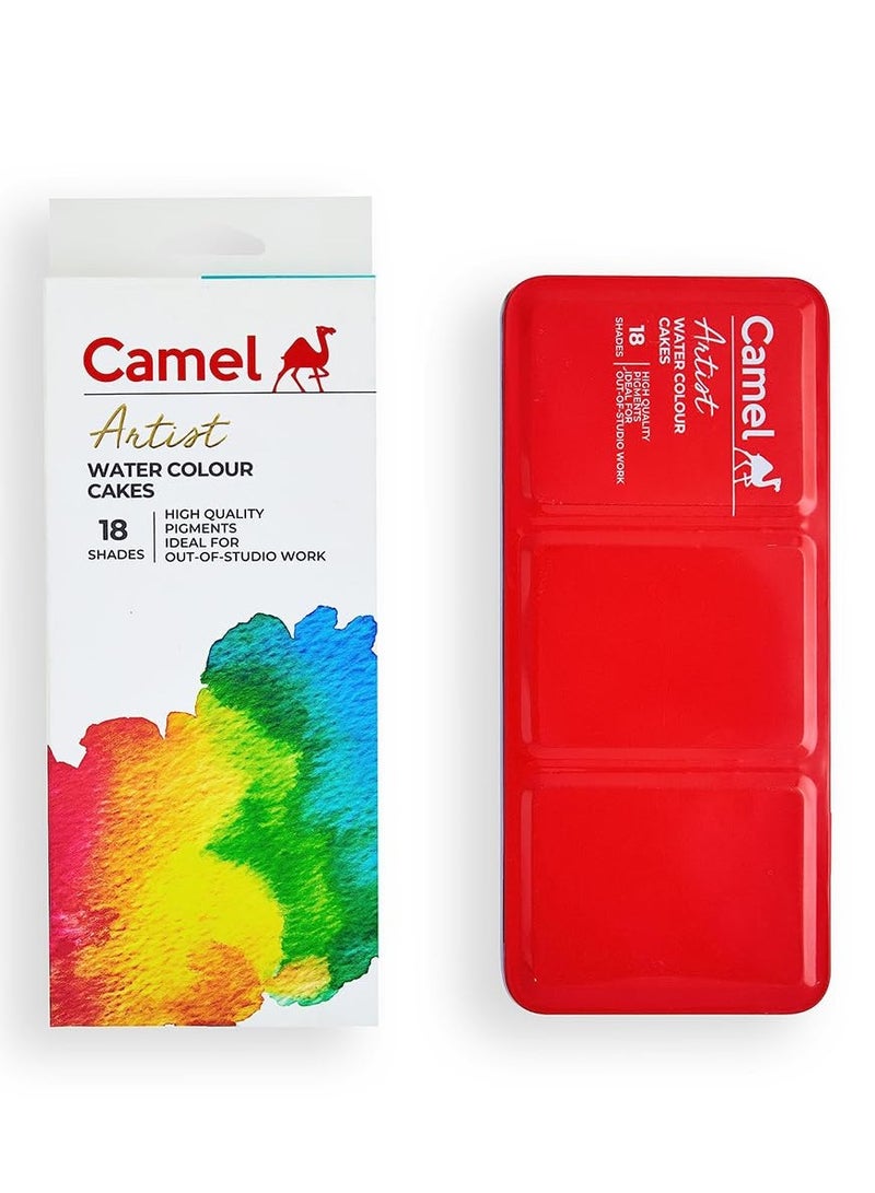 Camel Artist Water Colour Cakes 18 Assorted Shades | Rich Pigments & Vibrant Colors | Ideal for Artists & Hobbyists - Image 1