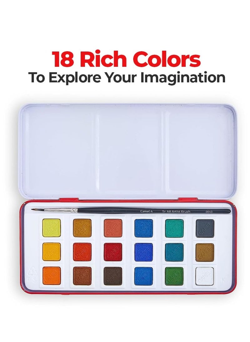 Camel Artist Water Colour Cakes 18 Assorted Shades | Rich Pigments & Vibrant Colors | Ideal for Artists & Hobbyists - Image 3