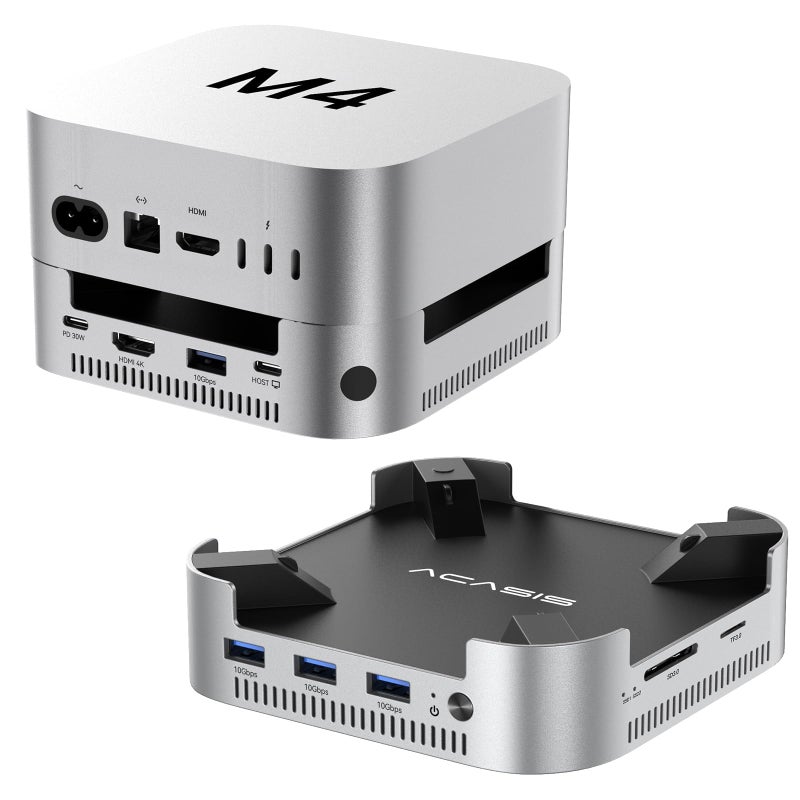 ACASIS Mac mini M4 Dock & Stand with Dual-Bay NVMe SSD Enclosure, Aluminum HDMI Hub for Mac mini M4 and M4 Pro 2024, 4K60Hz HDMI,4 X 10G USB A, PD 30W, SD/TF, Support SSD B+M M-Key - Image 1