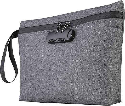 MeRaYo Document Organizer Bag Document Bag Document File Bag Document Waterproof Bag with Lock Document Holder Travel Document Organizer, Grey - Image 1
