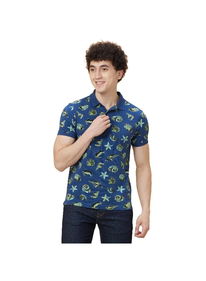 Being Human Mens Navy Polo Collar Short Sleeve Polo T-Shirt