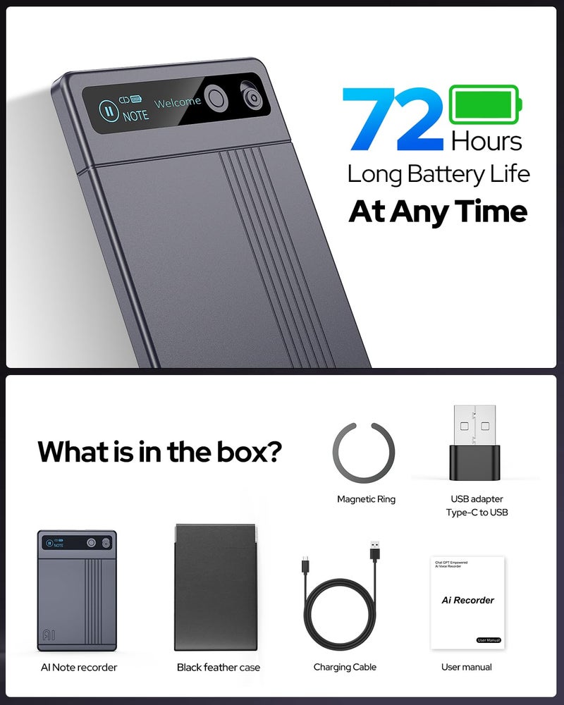 Visoud 64GB AI Voice Recorder, AI Recorder Notetaker Supports 152 Languages Transcribe and Summarize, APP Control Audio Recorder for Lectures, Meetings, Calls, Interviews - Image 5