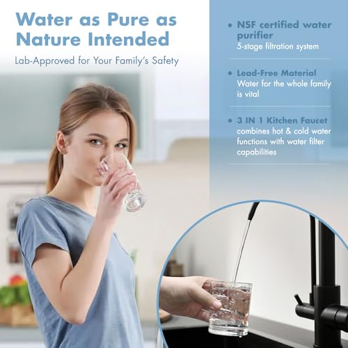 GIMILI 3 in 1 Black Kitchen Faucet with Under Sink Water Filter System, Reduces Lead, Chlorine, Bad Taste & Odor, Kitchen Sink Faucet with Drinking Water Faucet - Image 2