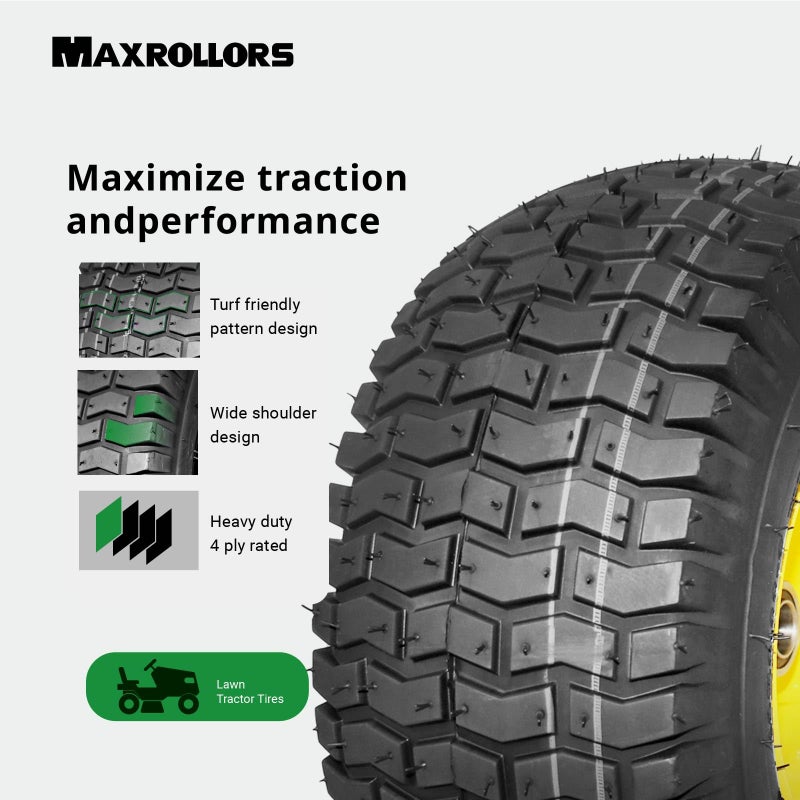 MAXROLLORS (2 Pack) 15x6.00-6 Tubeless Front Tire and Wheel, 3/4" Bearings, 3" Offset Hub, 4-Ply, Compatible with 100 and 300 Series John Deere Riding Mowers - Image 4