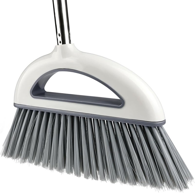 BAOYINGTE Angle Broom for Hardwood Floors - Soft Bristled Kitchen Broom, Indoor & Office Use (Off White) - Image 1