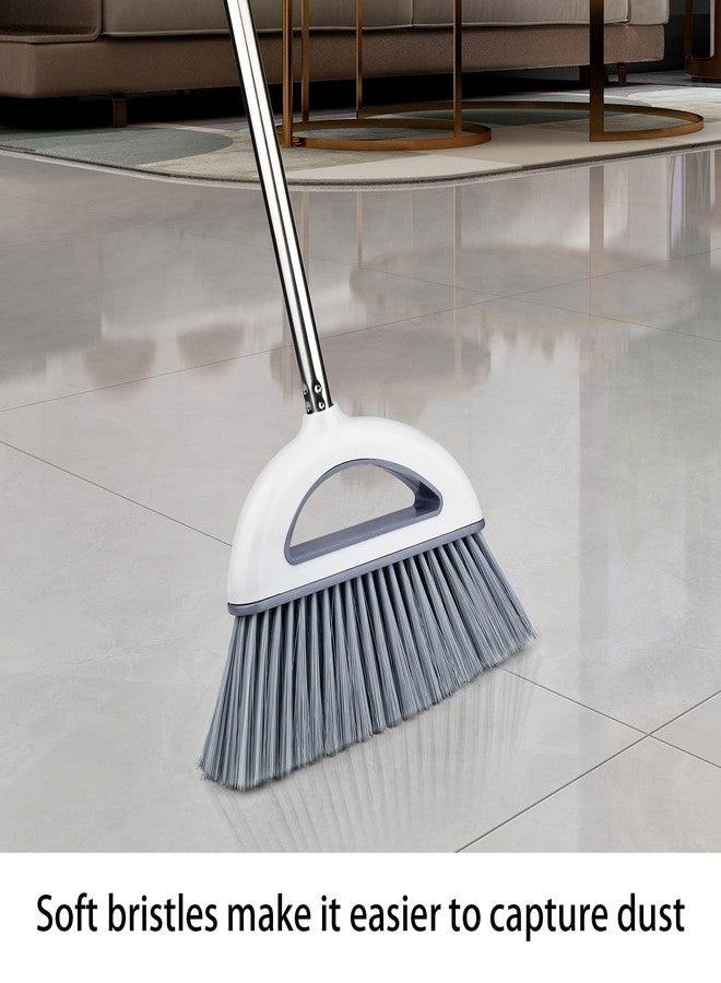 BAOYINGTE Angle Broom for Hardwood Floors - Soft Bristled Kitchen Broom, Indoor & Office Use (Off White) - Image 5