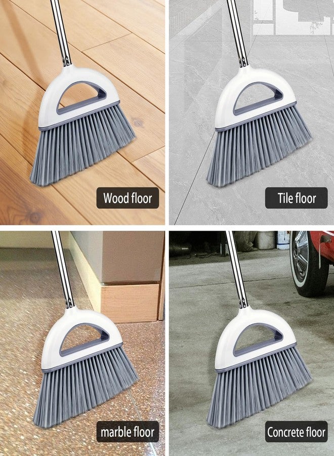 BAOYINGTE Angle Broom for Hardwood Floors - Soft Bristled Kitchen Broom, Indoor & Office Use (Off White) - Image 3