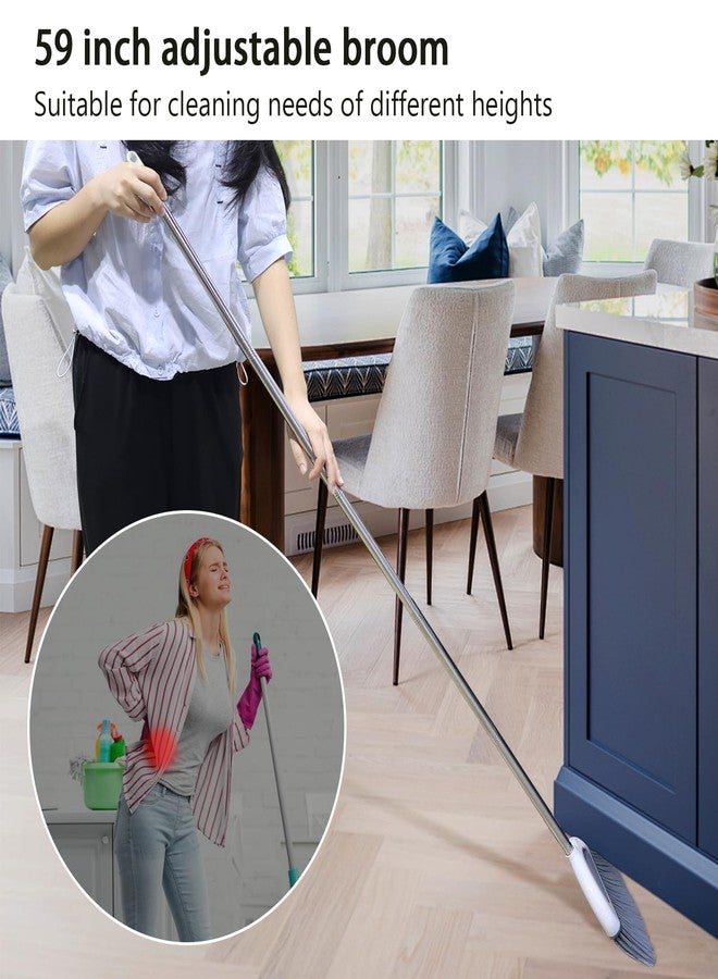 BAOYINGTE Angle Broom for Hardwood Floors - Soft Bristled Kitchen Broom, Indoor & Office Use (Off White) - Image 4