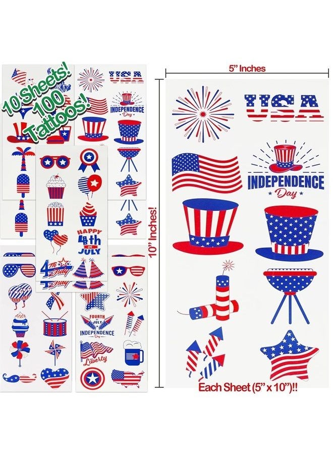 Anapoliz - 4th of July Temporary Tattoos | 100 USA Temporary Tattoos | American Flag, USA, Temporary Tattoos | 4th of July Party Props | USA Game Day Party Decoration | American theme Party Favors | by Anapoliz - Image 1