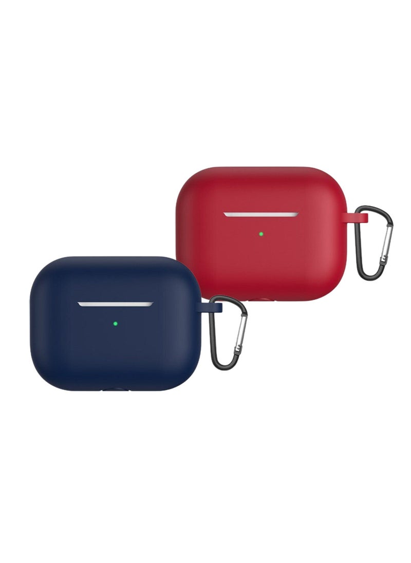 YOMNA 2022 New For Airpods Pro 2nd Generation Case Cover dustproof with hook anti-lost Protector for AirPods Pro2 Waterproof Cases Burgundy with Navy Blue (set of 2)  - Image 1
